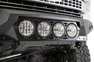 Ford F250 Super Duty Bumper - Front - Addictive Desert Designs - Bomber with Mounts for Rigid 360 6 in. Round Lights - Hammer Black with Satin Black Panels - `17-`20